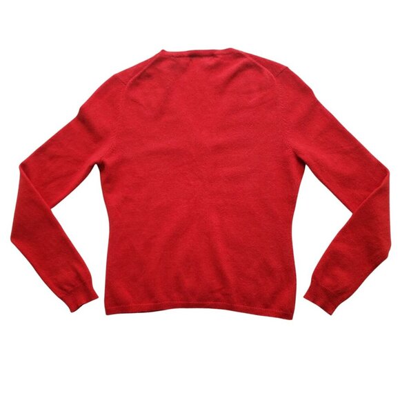 Valerie Stevens Red 2 Ply Cashmere V-Neck Cardigan Size S - Picture 5 of 14